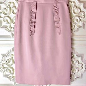 Miu Miu Blush Pink Ruffled Pencil Skirt With Slit - image 1